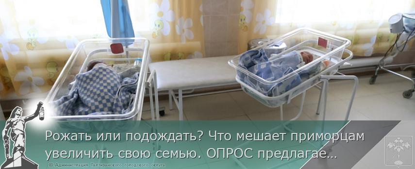 Рожать или подождать? Что мешает приморцам увеличить свою семью. ОПРОС предлагает пройти www.primorsky.ru